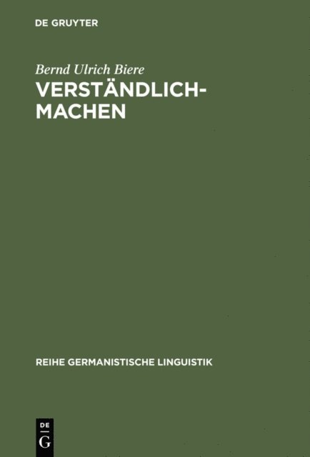 Bernd Ulrich Biere - Verständlich-machen, E-bok