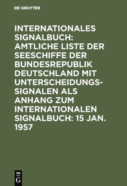Reichsamt des Innern - 15 Jan. 1957, E-bok