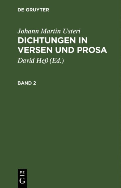 Johann Martin Usteri, David Hess - Dichtungen in Versen und Prosa, E-bok