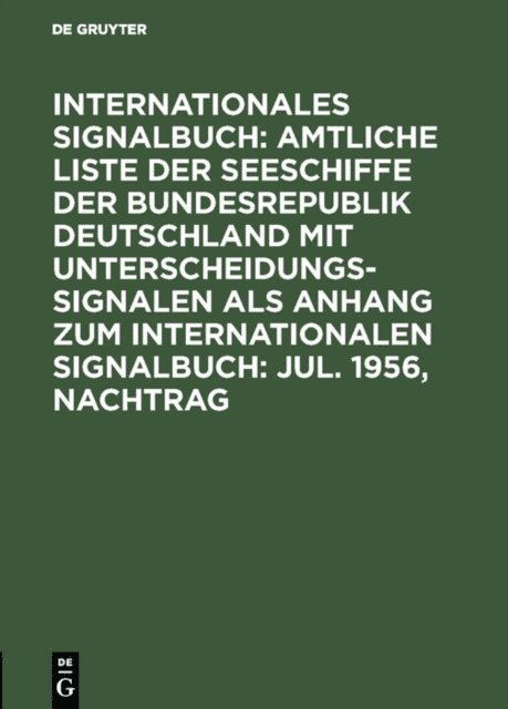 Reichsamt des Innern - Jul. 1956, Nachtrag, E-bok