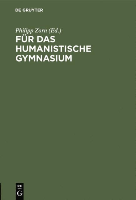 Philipp Zorn - Für das humanistische Gymnasium, E-bok
