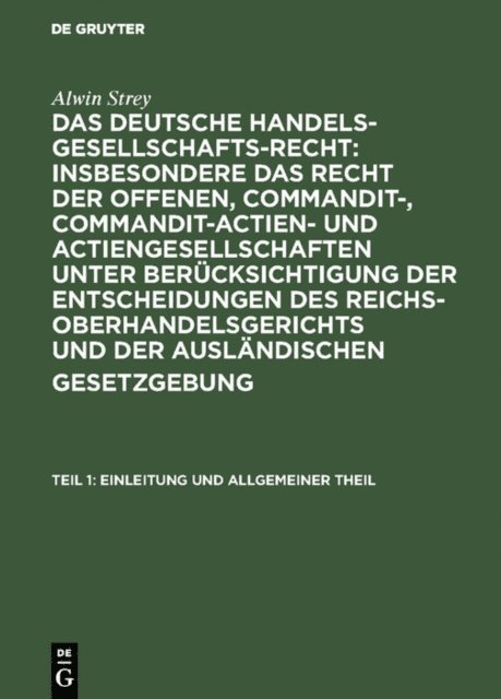 Alwin Strey - Einleitung und allgemeiner Theil, E-bok