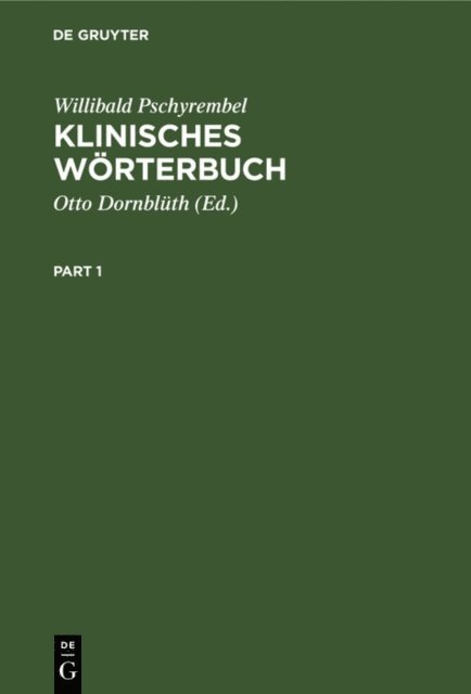 Willibald Pschyrembel, Otto Dornbluth - Klinisches Wörterbuch, E-bok