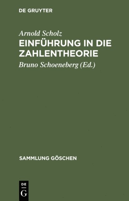 Arnold Scholz, Bruno Schoeneberg - Einführung in die Zahlentheorie, E-bok. Tillgänglighet: Lägg i varukorg