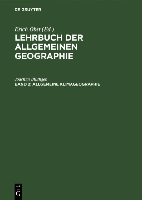 Joachim Bluthgen - Allgemeine Klimageographie, E-bok