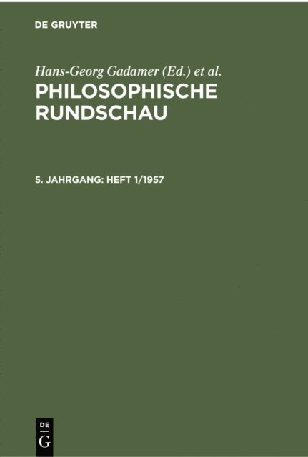 Helmut Kuhn, Hans-Georg Gadamer - Heft 1/1957, E-bok