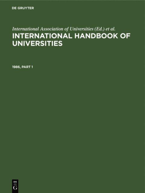Ann C. Taylor, Franz Eberhard, International Association of Universities - 1986, E-bok