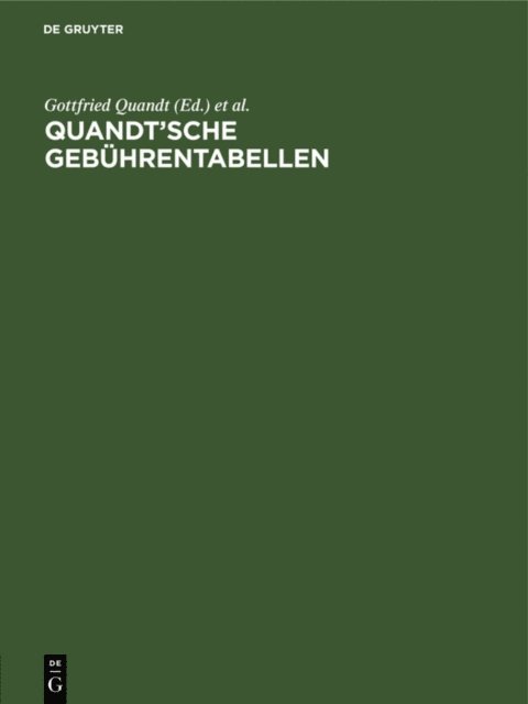 Gunther Keune - Quandt’sche Gebührentabellen, E-bok