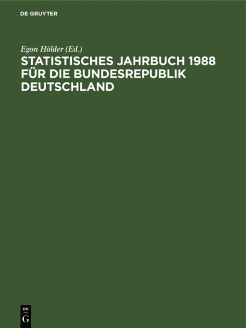 Egon Holder - Statistisches Jahrbuch 1988 für die Bundesrepublik Deutschland, E-bok