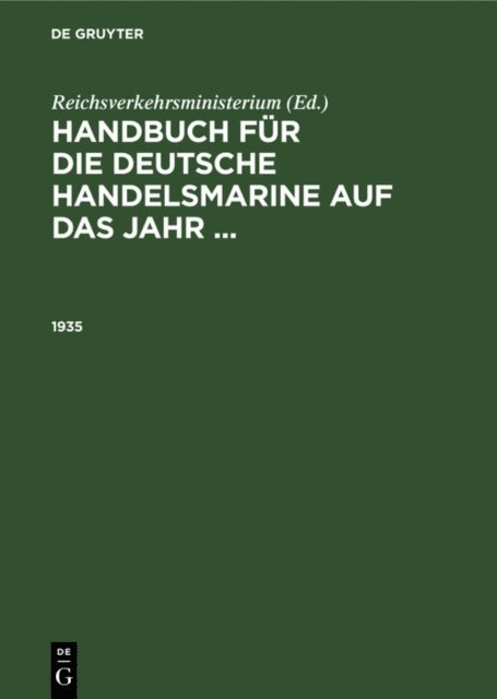 Reichsverkehrsministerium - 1935, E-bok