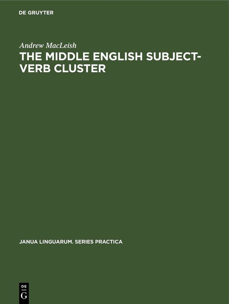 Middle English Subject-Verb Cluster