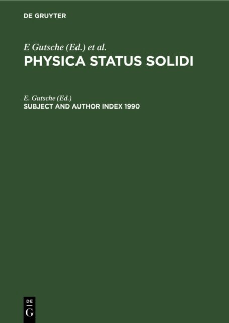 E. Gutsche - Subject and Author Index 1990, E-bok