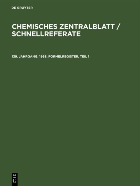 Wilhelm Klemm, Heinrich Bertsch - 1968, Formelregister, Teil 1, E-bok