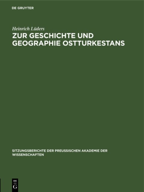 Heinrich Luders - Zur Geschichte und Geographie Ostturkestans, E-bok