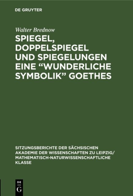 Walter Brednow - Spiegel, Doppelspiegel und Spiegelungen eine  Wunderliche Symbolik&quote; Goethes, E-bok