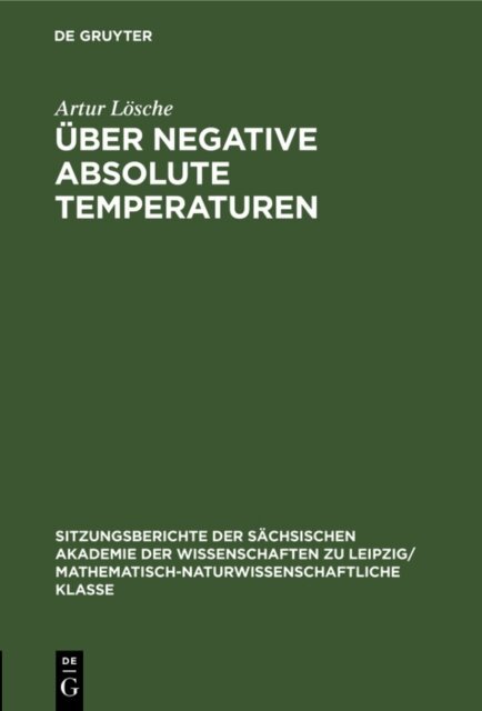 Artur Losche - Uber negative absolute Temperaturen, E-bok
