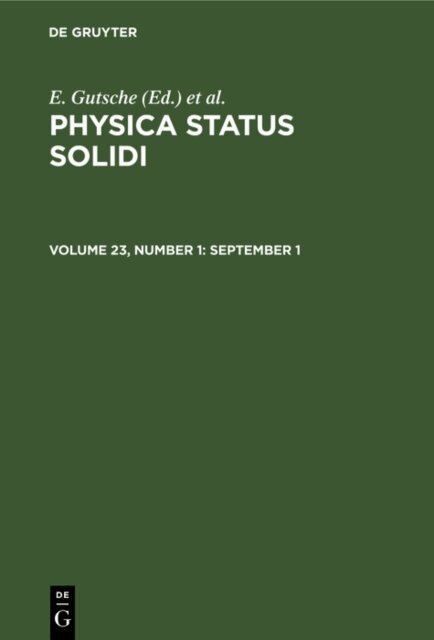 P. Gorlich, K. Muller, E Gutsche - September 1, E-bok