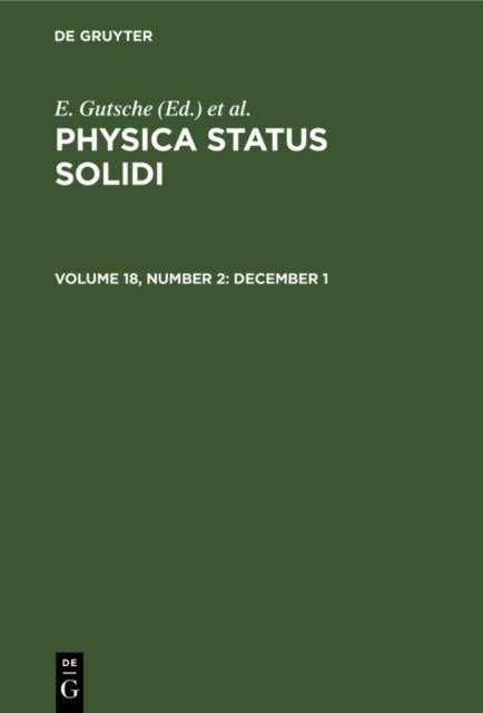 P. Gorlich, K. Muller, E Gutsche - December 1, E-bok