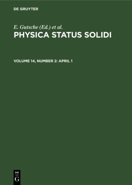 P. Gorlich, K. Muller, E Gutsche - April 1, E-bok