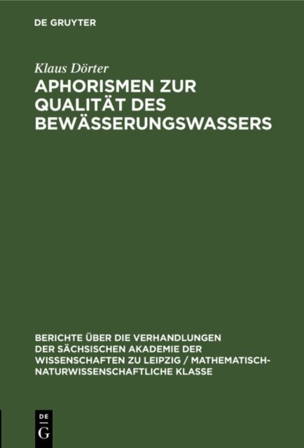 Klaus Dorter - Aphorismen zur Qualitat des Bewasserungswassers, E-bok