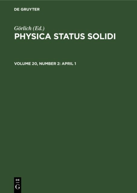 P. Gorlich, K. Muller, E Gutsche - April 1, E-bok