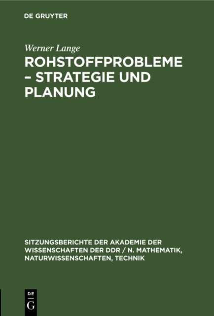 Werner Lange - Rohstoffprobleme - Strategie und Planung, E-bok. Tillgänglighet: Lägg i varukorg