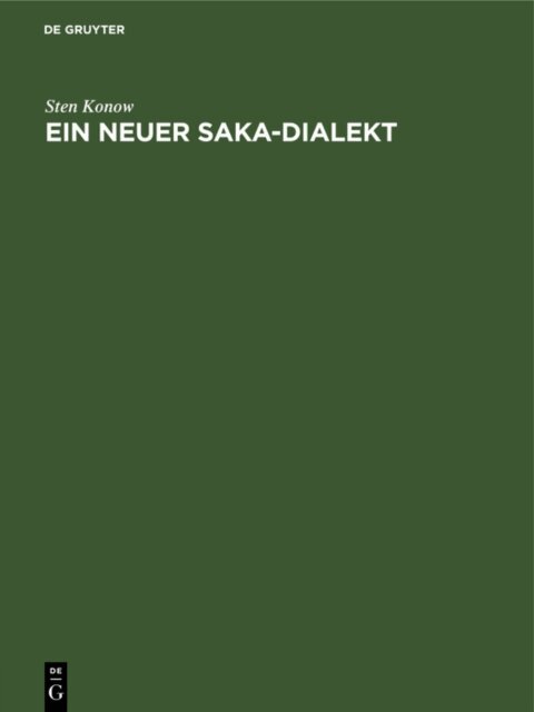 Sten Konow - Ein neuer Saka-Dialekt, E-bok