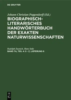 Rudolph Zaunick, Hans Salie - S - Z, Lieferung 6, Inbunden. Tillgänglighet: Lägg i varukorg