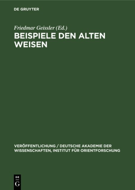 Friedmar Geissler - Beispiele den Alten Weisen, E-bok