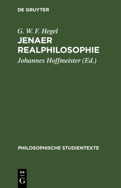 G. W. F. Hegel, Johannes Hoffmeister - Jenaer Realphilosophie, E-bok