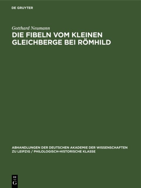 Gotthard Neumann - Die Fibeln vom Kleinen Gleichberge bei Romhild, E-bok