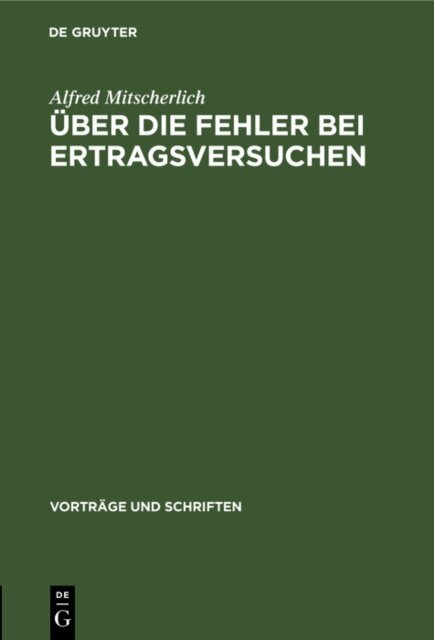Alfred Mitscherlich - Uber die Fehler bei Ertragsversuchen, E-bok
