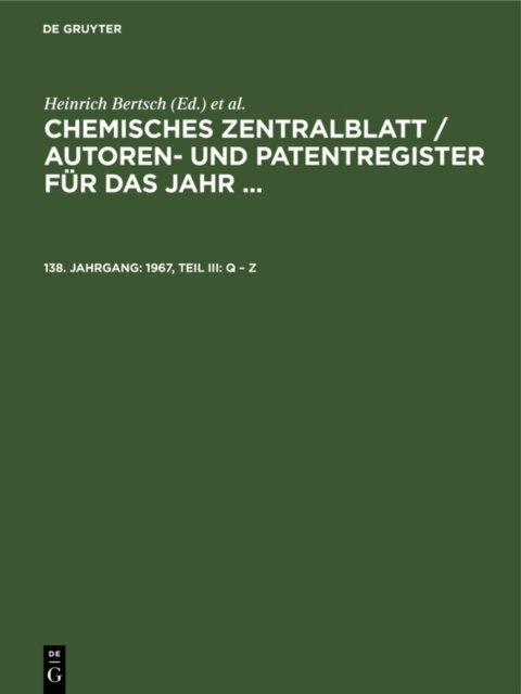 1967, Teil III: Q - Z, E-bok