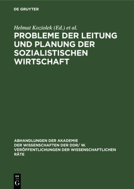 Heinrich Scheel, Helmut Koziolek - Probleme der Leitung und Planung der sozialistischen Wirtschaft, E-bok
