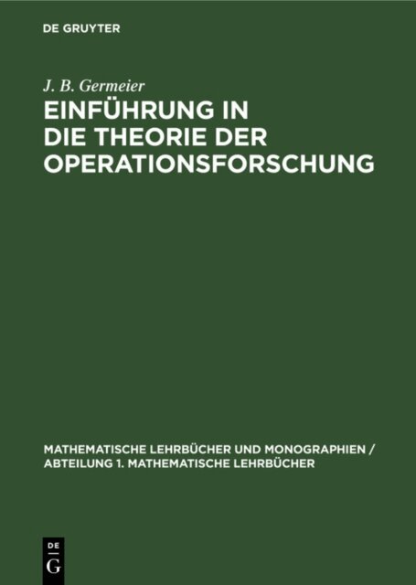 J. B. Germeier - Einfuhrung in die Theorie der Operationsforschung, E-bok