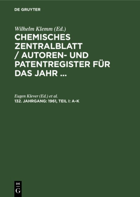Willi Barz, Eugen Klever - 1961, Teil I: A-K, E-bok
