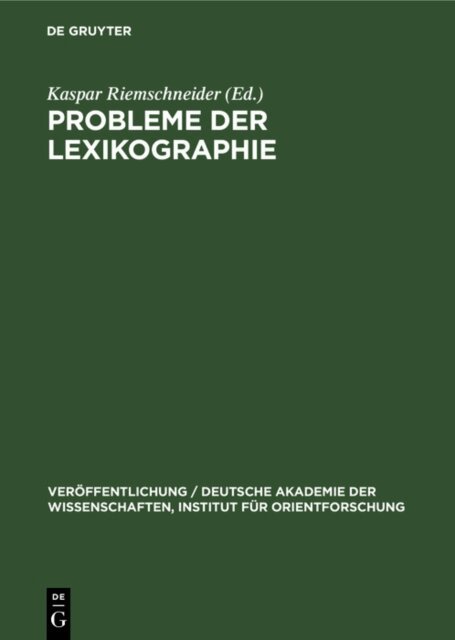 Kaspar Riemschneider - Probleme der Lexikographie, E-bok