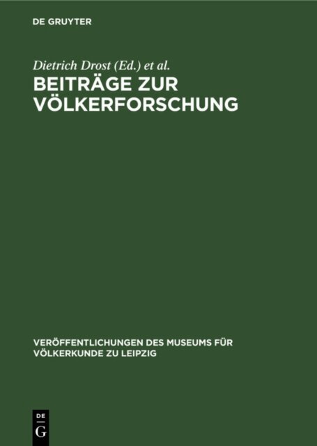 Wolfgang Konig, Dietrich Drost - Beitrage zur Volkerforschung, E-bok
