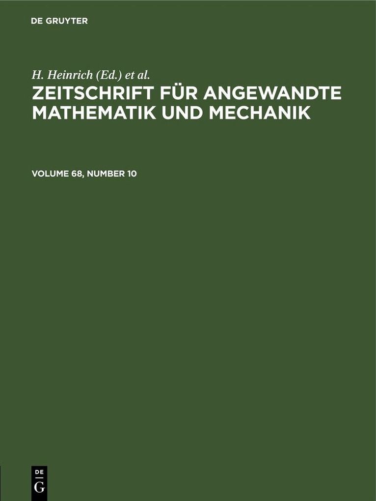 Zeitschrift für Angewandte Mathematik und Mechanik. Volume 68, Number 10