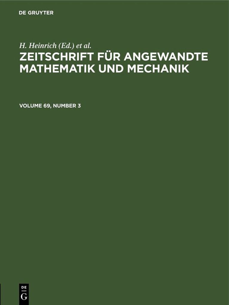 Zeitschrift für Angewandte Mathematik und Mechanik. Volume 69, Number 3