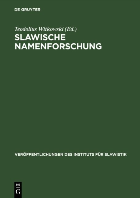 Teodolius Witkowski - Slawische Namenforschung, E-bok