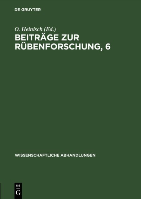 O. Heinisch - Beitrage zur Rubenforschung, 6, E-bok