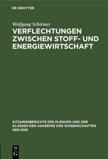 Wolfgang Schirmer - Verflechtungen zwischen Stoff- und Energiewirtschaft, E-bok