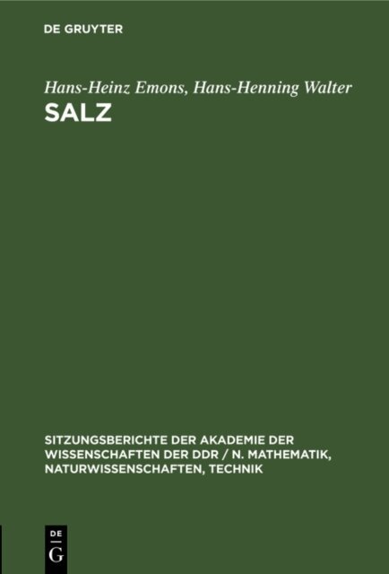 Hans-Henning Walter, Hans-Heinz Emons - Salz, E-bok