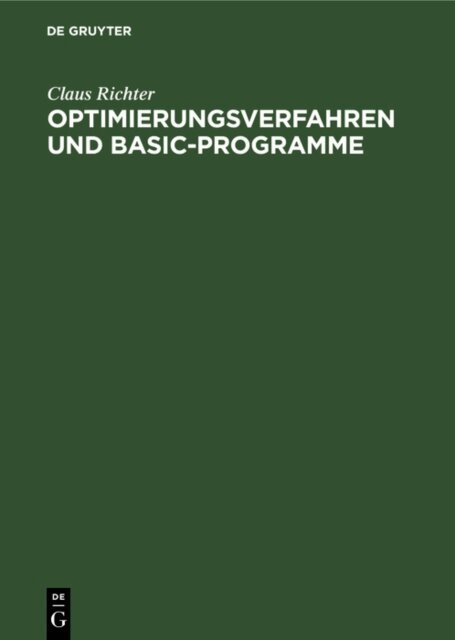 Claus Richter - Optimierungsverfahren und BASIC-Programme, E-bok
