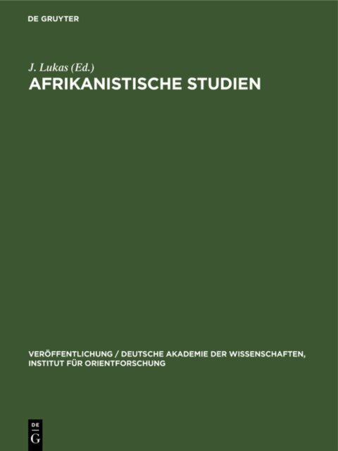 J. Lukas - Afrikanistische Studien, E-bok