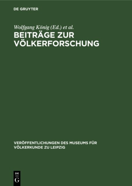 Dietrich Drost, Wolfgang Konig - Beitrage zur Volkerforschung, E-bok