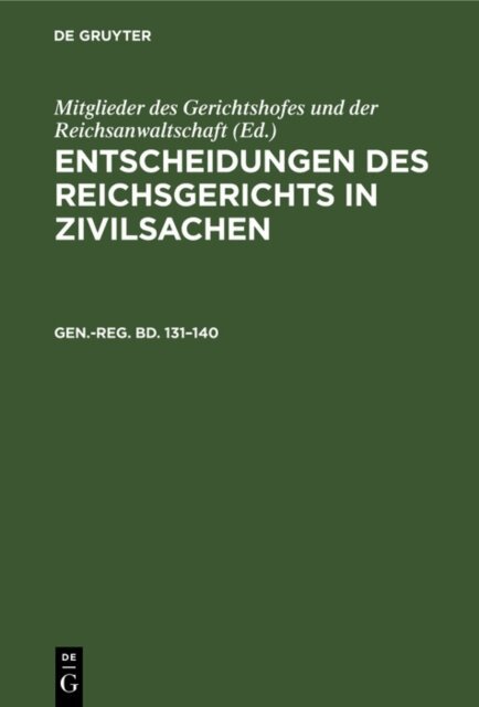 Heinrich Krautze - Generalregister zu Band 131 bis 140, E-bok
