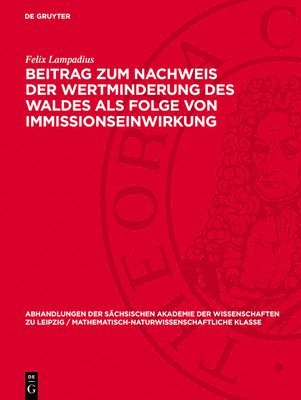 Beitrag Zum Nachweis Der Wertminderung Des Waldes ALS Folge Von Immissionseinwirkung