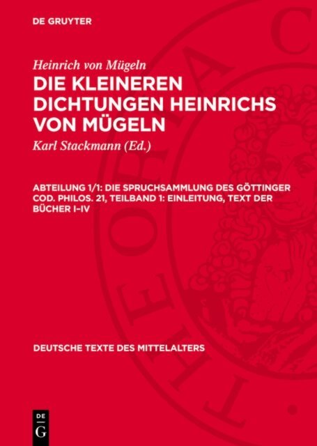 Heinrich von Mugeln, Karl Stackmann - Teilband 1: Einleitung, Text der Bucher I-IV, E-bok